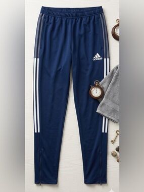 adidas Navy Track Pants with White Stripes